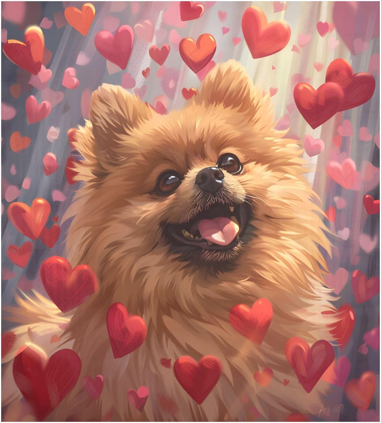 Dishwasher Magnet Cover Large Magnetic Stickers Brown Dog Heart Front Dishwasher Cover for Home Kitchen Refrigerator Decorative Lid