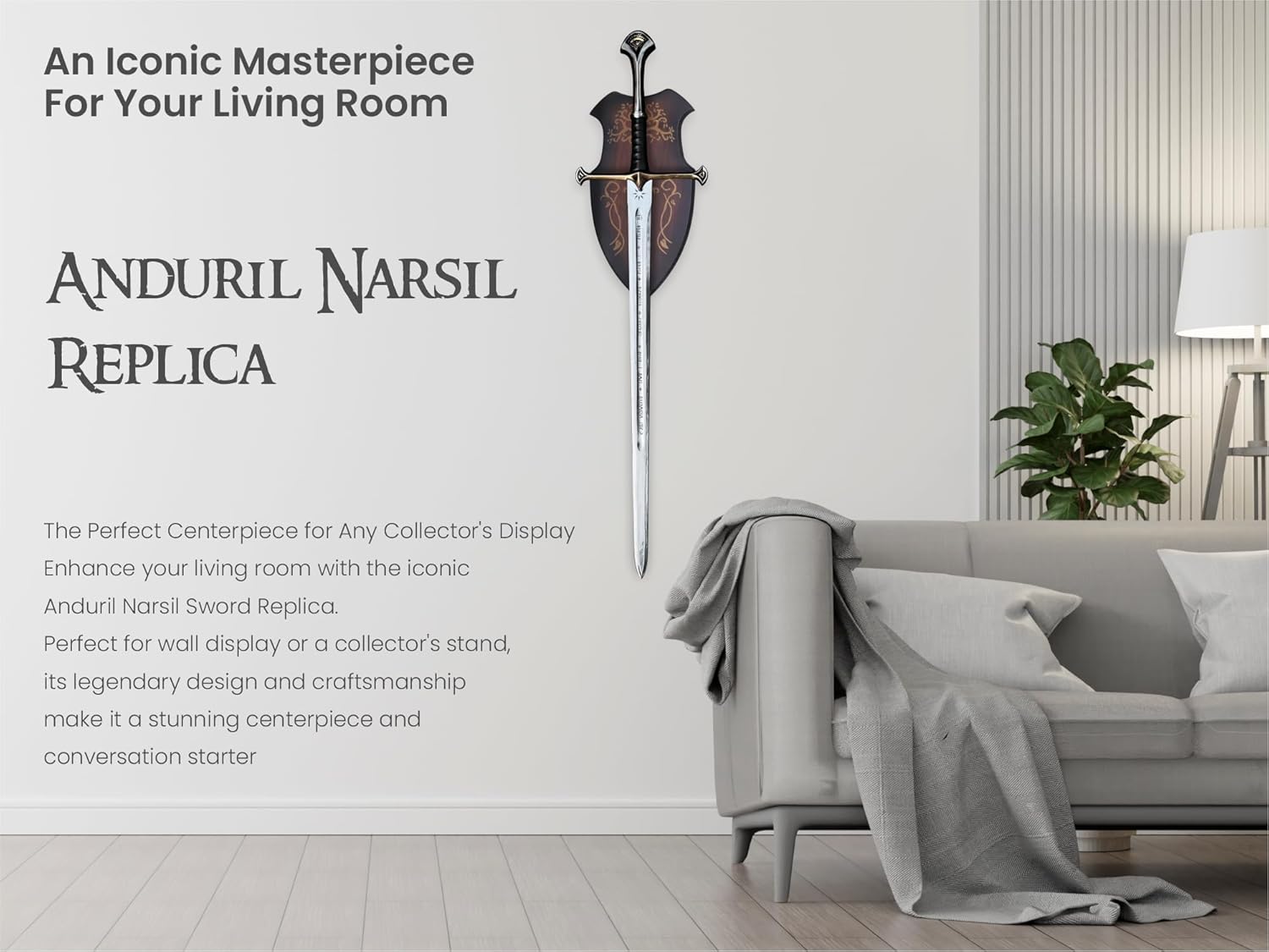 Handmade Replica Movie Sword, Medieval Vikings Master Long Sword Hand-Crafted Authentic Engraved Stainless Steel Blade, Wall Mount Plaque & Scabbard Included Collecyion Edition