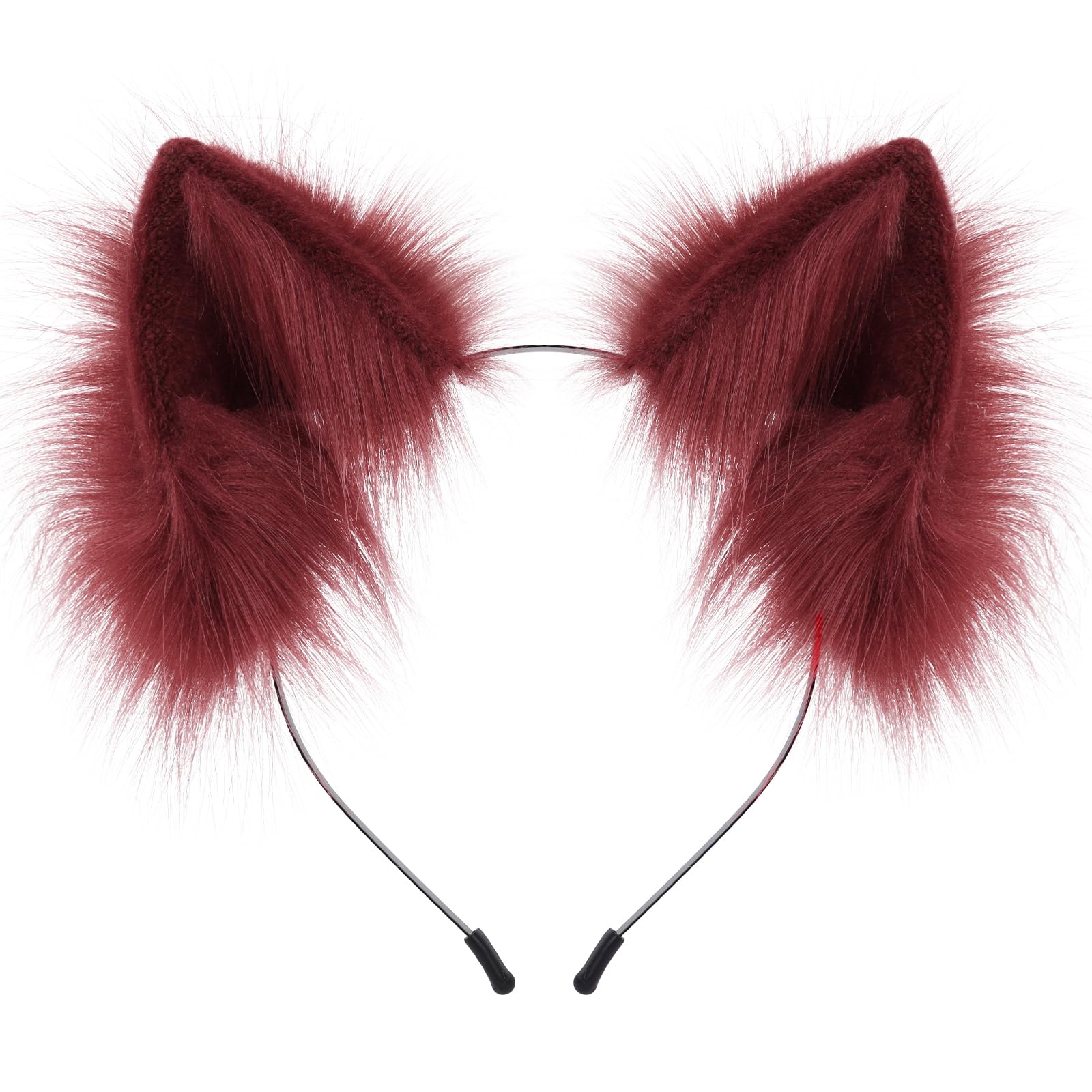 HAOAN Handmade Faux Fur Animal Cat Ears Headband Furry Fox Wolf Hairhoop Headwear Costume Accessory