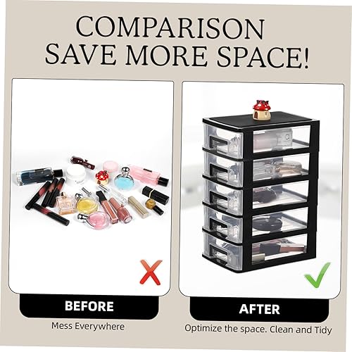 Miniatura 9 de 1 juego de gabinete de almacenamiento de plástico tipo cajón armario 5 cajones mini contenedores de almacenamiento con cajones para la oficina