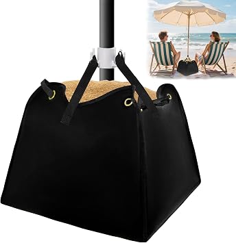 Beach Umbrella Base Weight Bag, Portable Sun Umbrella Fillable Weights Sand Bags, 600D Oxford Cloth Parasol Sand Storage Bag for Outdoor, Garden, Patio, Beach