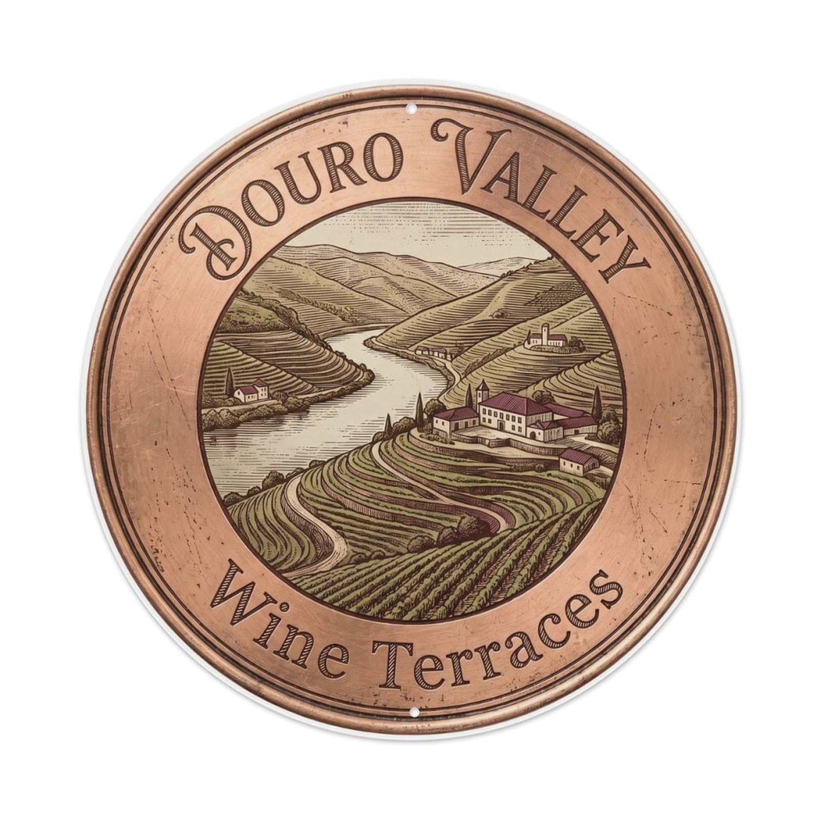Vintage Travel River Valley Portugal Vineyard Metal Tin Sign