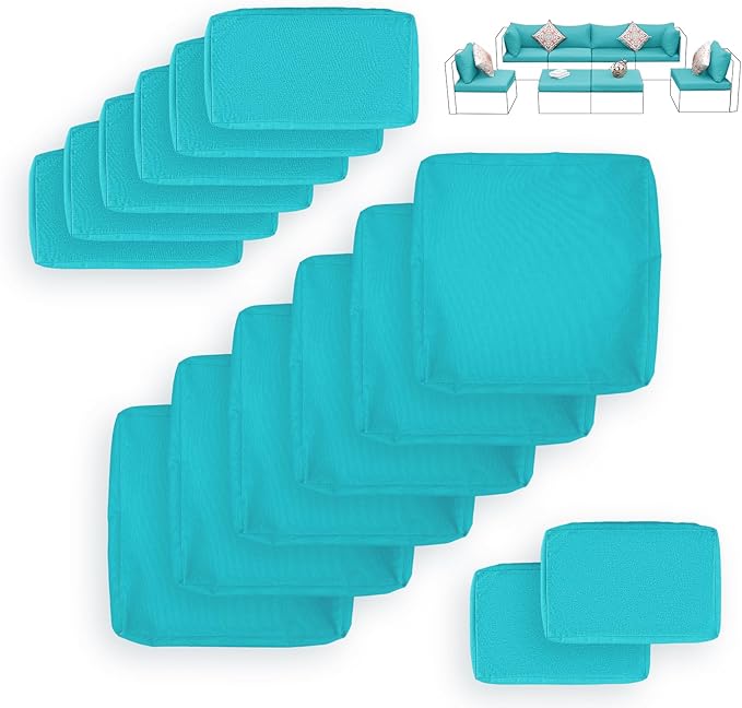 FINCATI 14 PCS Outdoor Sofa Cushion Covers Replacemnt Olefin Patio Cushion Cover