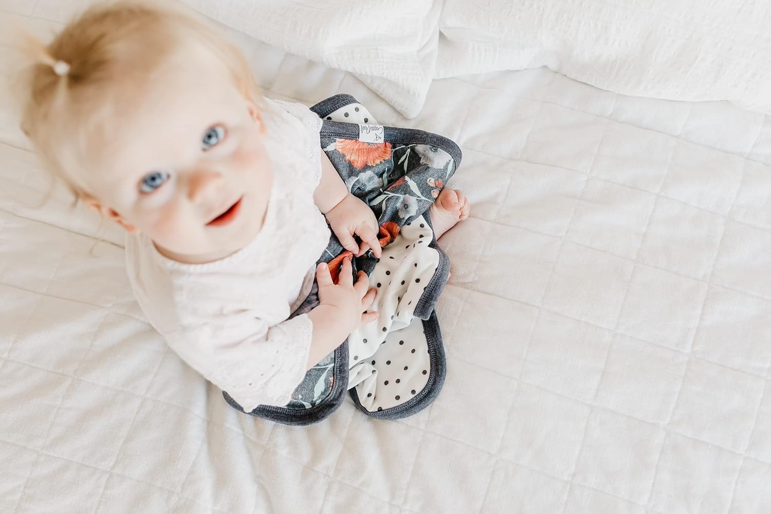 Copper Pearl 3-Layer Knit Security Blanket Set Sized 16" x 16" 2-Pack Poppy