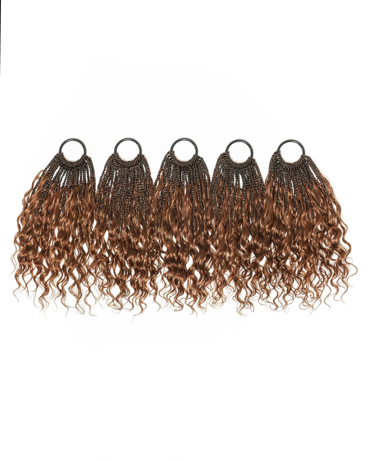 12" Crochet Deep Wave Boho Box Braids With Human Hair Curls 100 Strands/Pack, Ombre Brown 1B/30