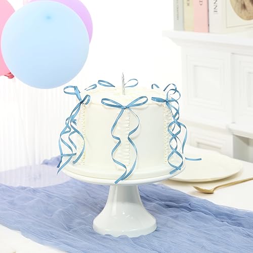 Miniatura 5 de DINDOSAL Cinta fina azul polvorienta de 18 pulgadas, cinta de satén azul francés, decoración de boda para manualidades, envoltura de regalos,