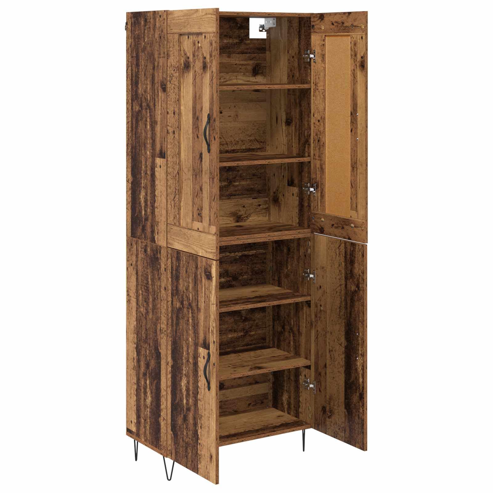 Komoda z drewna starego drewna, 69,5 x 34 x 180 cm, komoda z miejscem do przechowywania, bufetem kuchennym i jadalnią, do stylowej organizacji i nowoczesnego wystroju