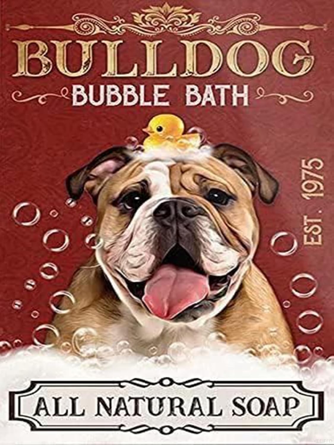 YEEIFFD Diamond Painting Kits Bulldog Bubble Bath Picture 5D Diamond Art for Adults Kids Diamond Painting Kits Accessories Full Drill Kit Crystal Pictures Home Wall Decor Gifts 12x16in