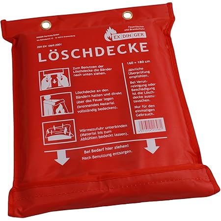 2 Stück Löschdecke 1x1m - Feuerlöschdecke Für Küche & Grill DIN EN-1869