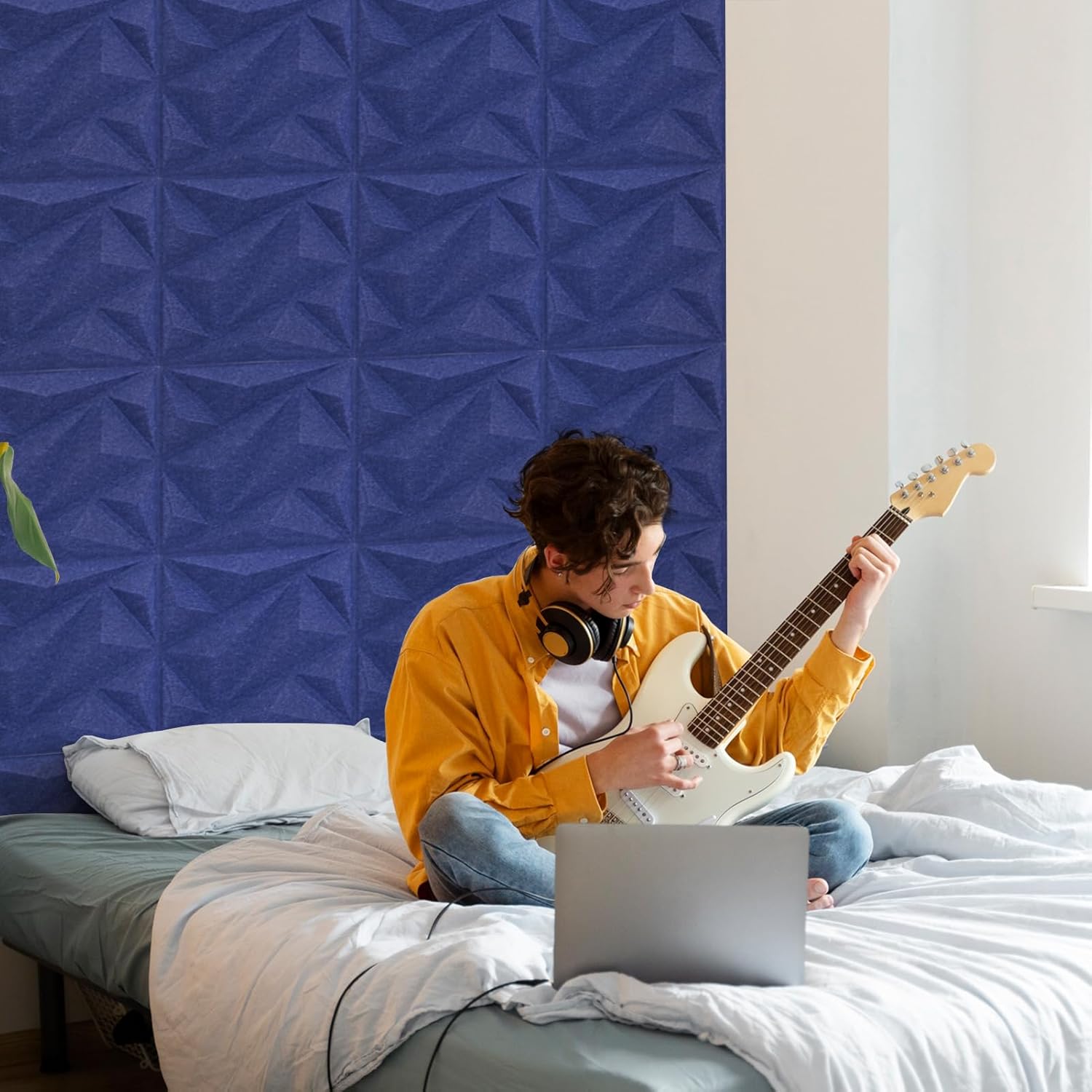 Art3dwallpanels Acoustic Panels 20 Pack Soundproof Wall Panels Sound Dampening Panels, 3D Wall Panels Sound Absorbing Panels, 12" X 12", Blue