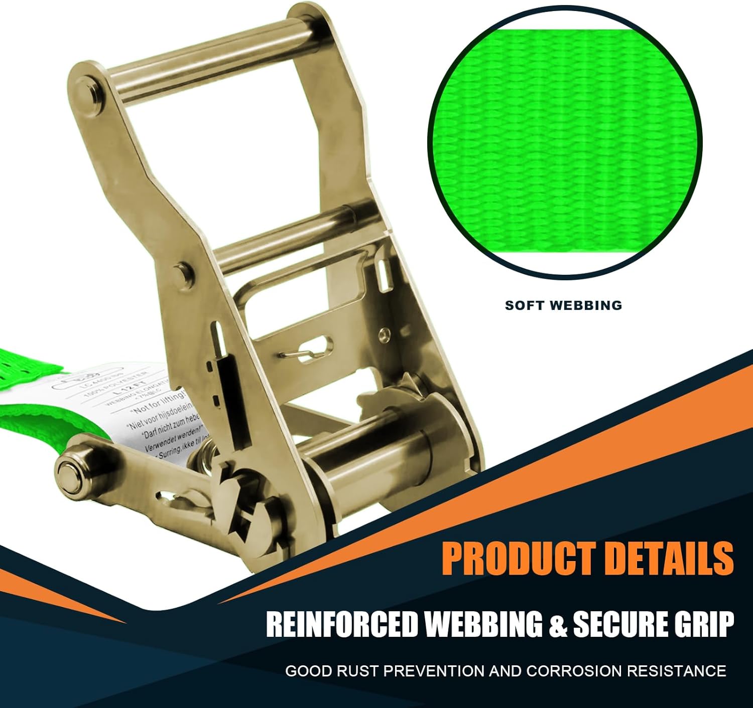 1.5 inch Ratchet Straps Heavy Duty 8 Pack 1-1/2 in x 12ft Cargo Load Tie Down Strap Double J Hook Green 2200lbs Working Load for Trucks