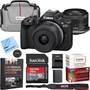 Canon EOS R100 Mirrorless Camera with 18-45mm F4.5-6.3 is STM Lens Bundle
