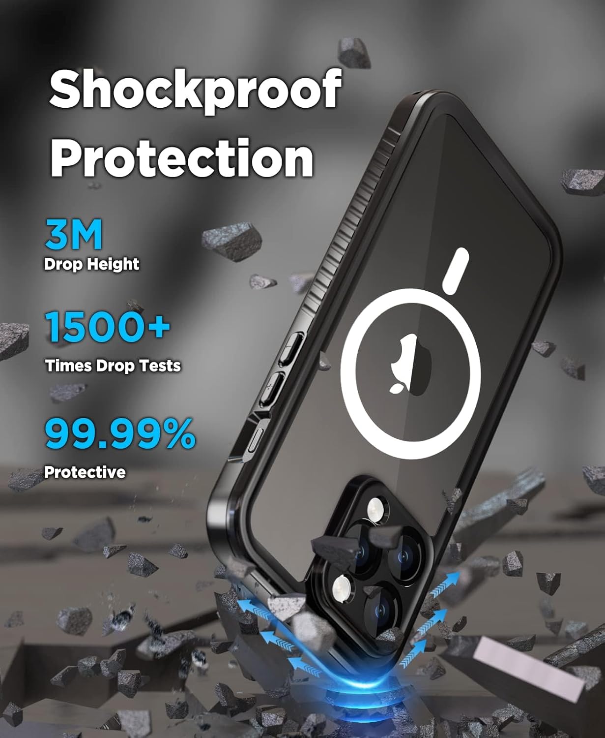 Beeasy for iPhone 14 Pro Waterproof Case with Magsafe IP68 Underwater Military Grade, Phone Case with Shockproof, Dustproof, Rugged 360 Full Body Protection Cover with Built-in Screen Protector Black