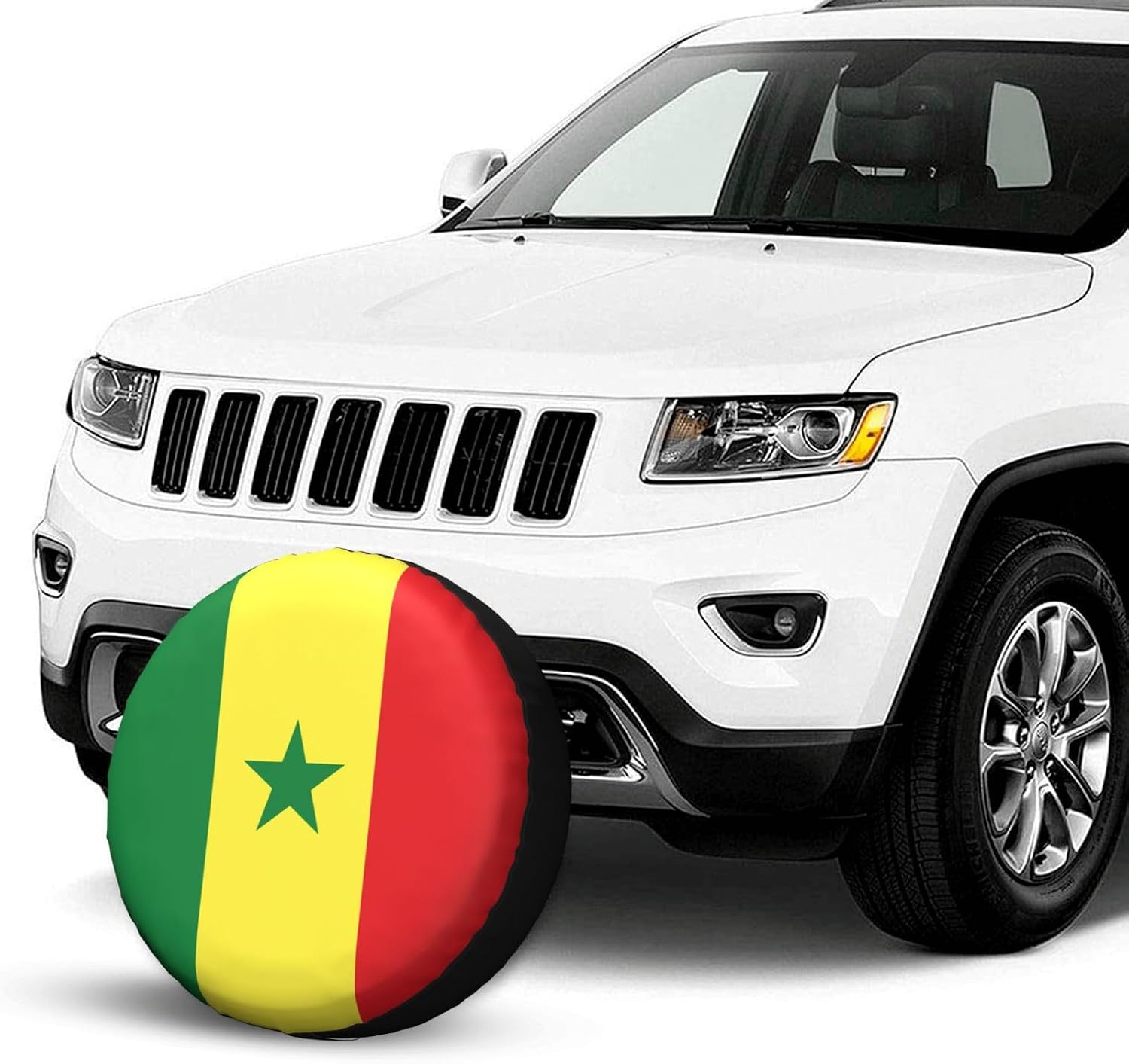 Flag of Senegal Print Tire Cover Universal Spare Wheel for Trailer Rv SUV Truck Camper Travel Accessories