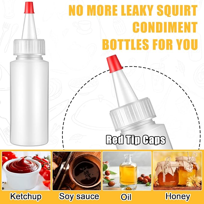 80 Botellas Plástico 2 oz para Salsas con Tapas Rojas miniatura 5