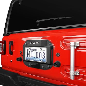 u-Box JL Wrangler Spare Tire Delete License Plate Relocation Kit w/Hole for Factory Back-up Camera & Plate Illuminate Light & Third Brake Light Compatible with Jeep Wrangler JL 2018-2025