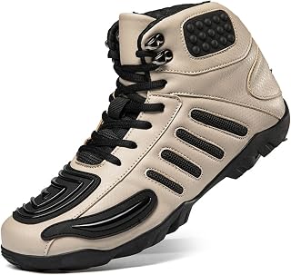 Lfzhjzc Botas de Moto para Hombre y Mujer, Botas de Motociclista, Antideslizantes Transpirables, Equipo de Motocicleta Four Seasons, Regalos para Motociclistas (Color : Brown, Size : 42 EU)