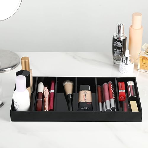 Miniatura 3 de MyGift Organizador de lentes de sol de acrílico negro de alta calidad, bandeja para anteojos con 6 ranuras, organizador de almacenamiento de joyas