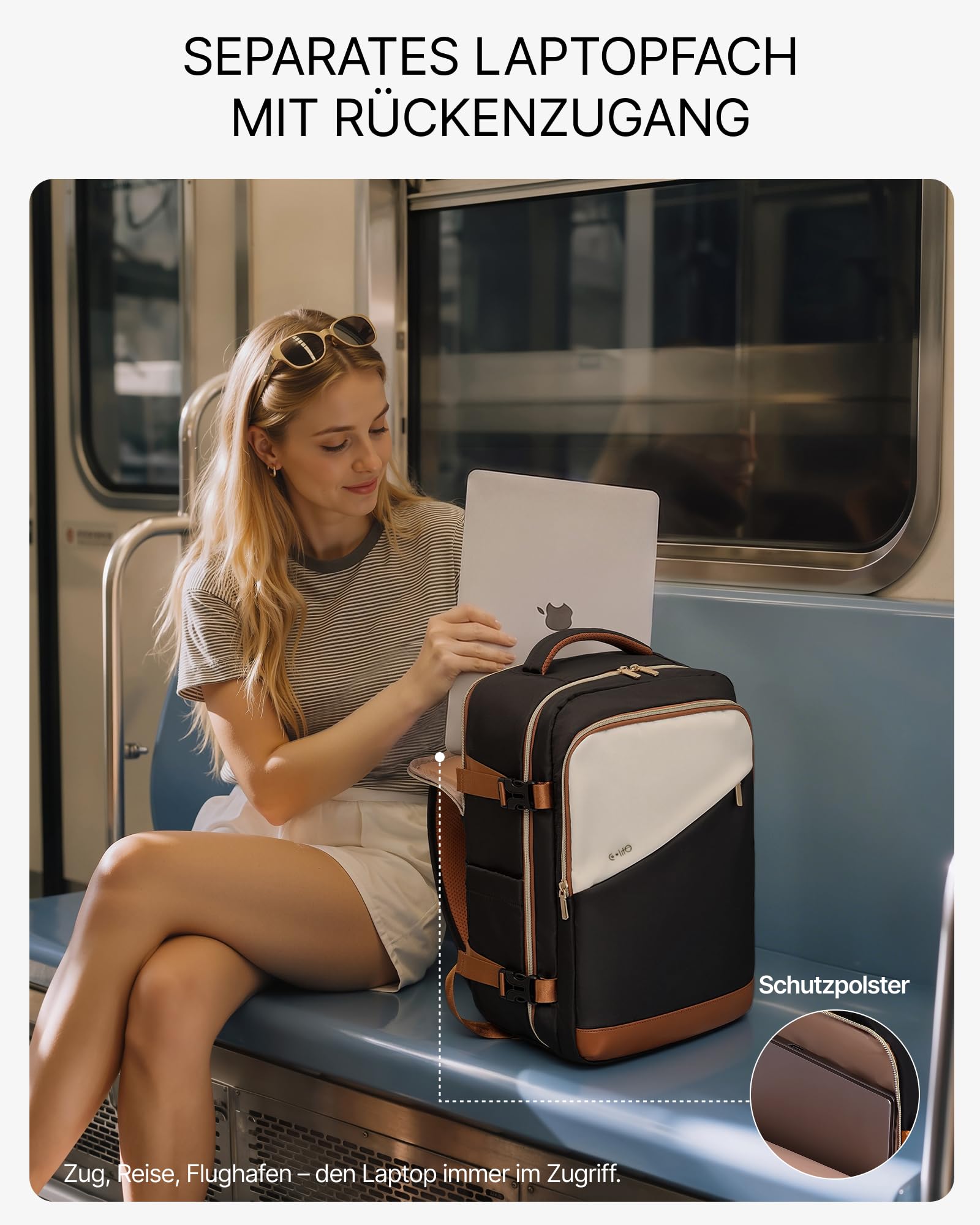 COOLIFE Ryanair Sac à dos de voyage pour homme et femme - 40 x 30 x 20 cm - 24 l - Avec compartiment pour ordinateur portable - Bagage à main pour Wizz Air, Eurowings - Imperméable - Pour voyage court