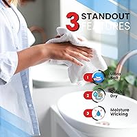 Vista 3 de Infinitee Xclusives Paños de lavado de 100 % algodón de alta calidad para ducha, paquete de 4, 12 x 12 pulgadas, altamente absorbentes, para baño