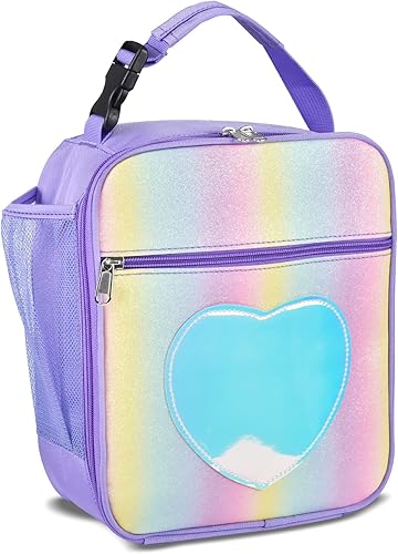 Samhe Lonchera para niñas y niños, bolsa de mano aislada con diseño de arco iris, a prueba de fugas, térmica, reutilizable, para la escuela, la