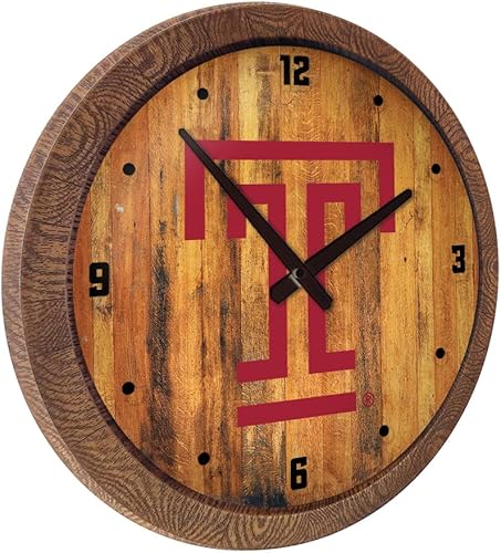 Miniatura 253 de The Fan-Brand NCAA Oklahoma Sooners: Faux Barrel Top Wall Clock Sports Team Bar Sign Décor - Home Man Cave, Party Decoration - Made On Demand
