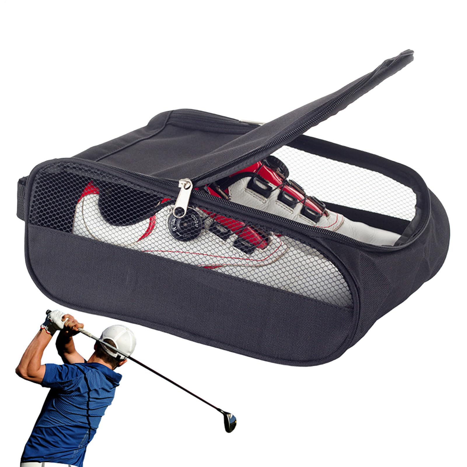 Bolsa para zapatos de golf, organizador de zapatos de viaje, bolsa compacta para zapatos | Bolsa duradera para zapatos con cremallera para hombres y mujeres, accesorios de golf, bolsa para zapatos