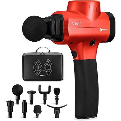 LifePro Massage Gun & Massage Gun Holder (Sold Separately) - Percussion Muscle Massager for Athletes with 8 Heads and 5 Speed Settings - Deep Tissue Back Muscle Massager Extender for Recovery