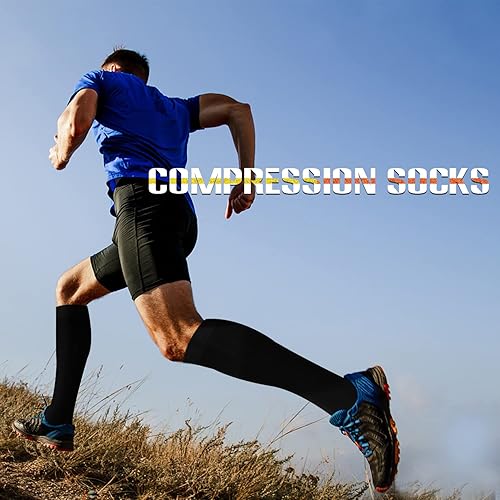 Miniatura 9 de Calcetines de compresión y circulación para mujer y hombre (3 pares), para enfermería, correr, viajar, calcetines hasta la rodilla