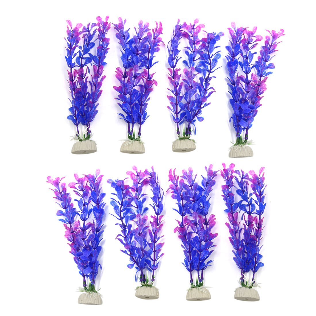 Purple Generic 8pcs Plastic Aquarium Plants Fish Tank Water Plant