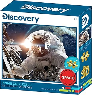 PRIME 3D Astronaut Up Close 150-Piece Jigsaw Puzzle, Discovery Channel Space Exploration, 3-Dimensional Realistic Lenticular Stimulating Puzzle Game for Kids & Adults, Ages 5+