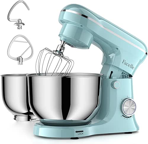 Tilt-Head Stand Mixer, 5QT+6QT Stainless Steel Two Bowls, 10 Speeds