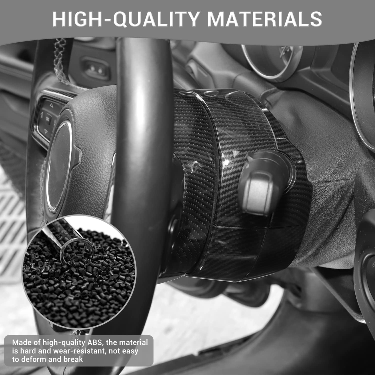 for Jeep JL Carbon Fiber Steering Wheel Trim Kit for Jeep Wrangler JL JLU 2018 up for Gladiator JT 2020 up Black Carbon Fiber Interior Accessories 7pcs