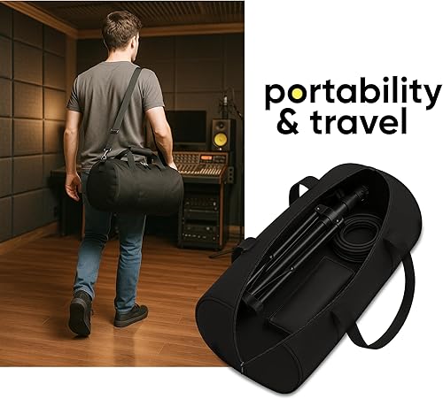 Miniatura 6 de Bowens Micrófono XLR profesional con soporte de micrófono ajustable (18-70 pulgadas) y cable de micrófono, micrófono dinámico de karaoke para