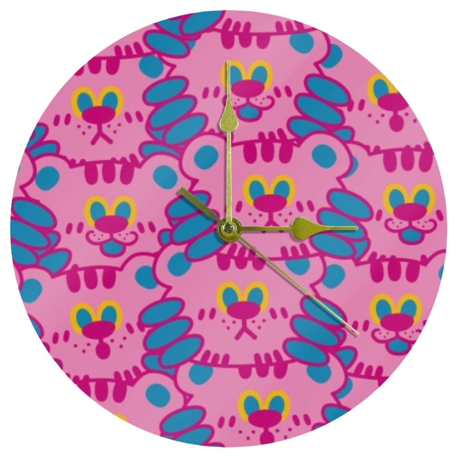 Horloge murale ronde en acrylique rose 24 cm fonctionnant avec piles pour maison