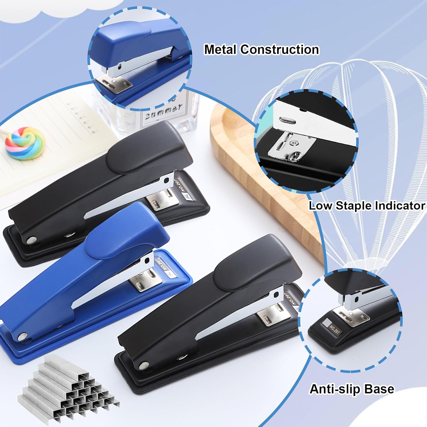 2 Pieces Stapler, 25 Sheet acity Staplers Standard Staples,