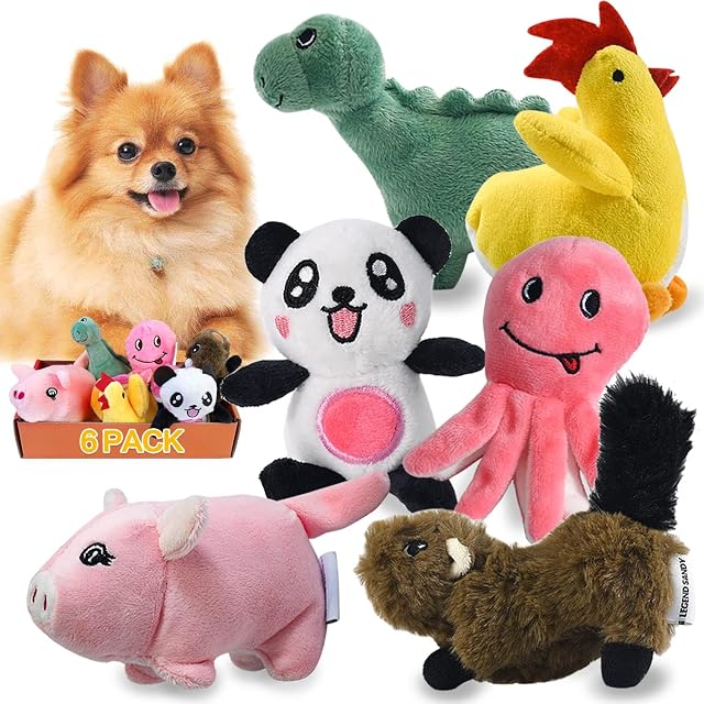 Jouets de chien Squeaky pour chiots Petits chiens moyens, Stuffed Samll Jouets pour chiens en vrac avec 12 Ensemble de jouets de chien en peluche, Mignons jouets de mâcher de chien pour chiots (6 Jouets pour chiens)
