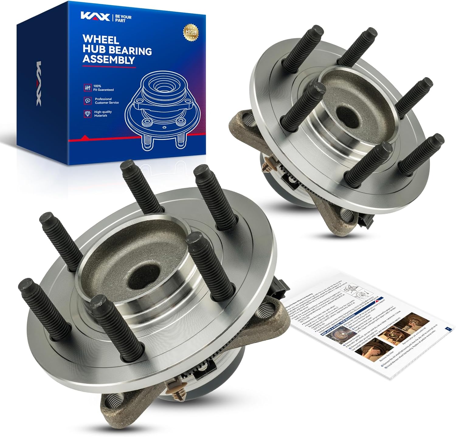 KAX 515143 2PCS Front Wheel Hub Bearing Compatible with Lincoln Navigator 2011-2014,W/ABS 6 Lugs Wheel Bearing and Hub Assembly