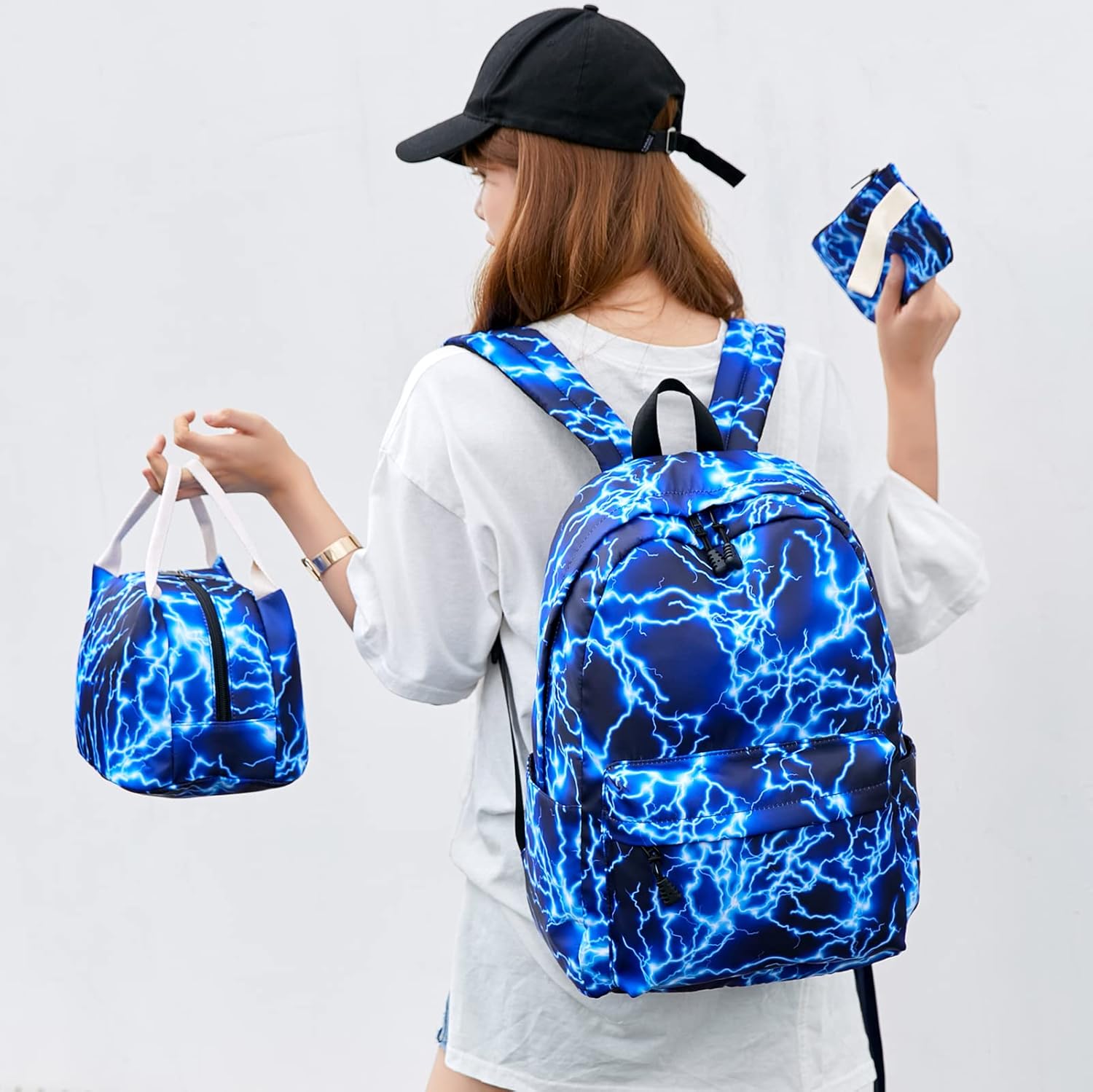 Joyfulife Starry Blue Kids Backpack for School Boys Girls Primary Backpack Lightning Bookbags Travel Laptop Backpack Daypacks - Image 7