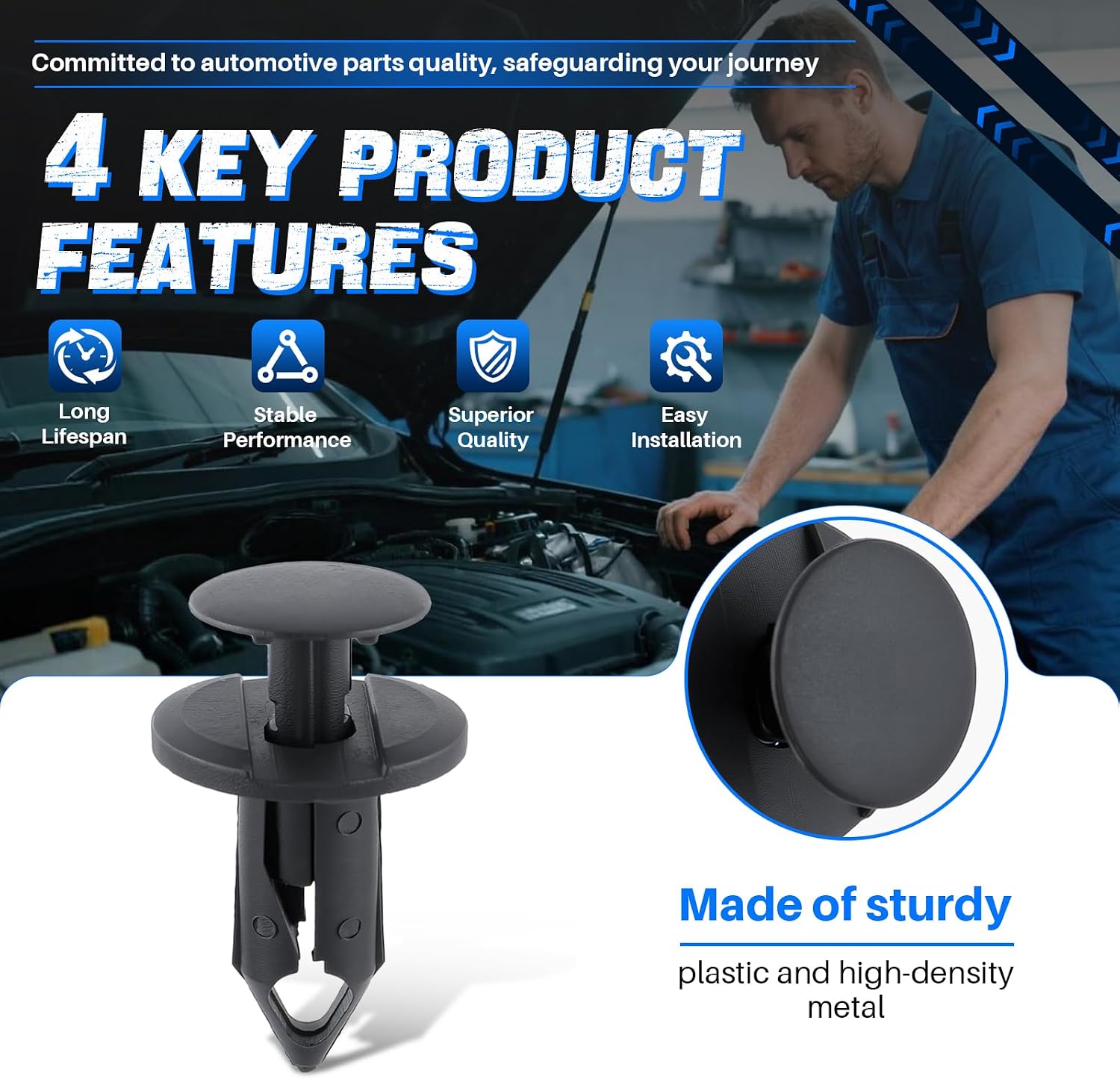 AUTOKAY 100pcs ATV UTV Body Fastener Rivets Push Pin Fender Clips Fit for Suzuki King Quad Vinson for Honda Acura Rancher Can Am 293150089 Polaris 7661855 RZR Ranger for Kawasaki Plastic Fender Clips