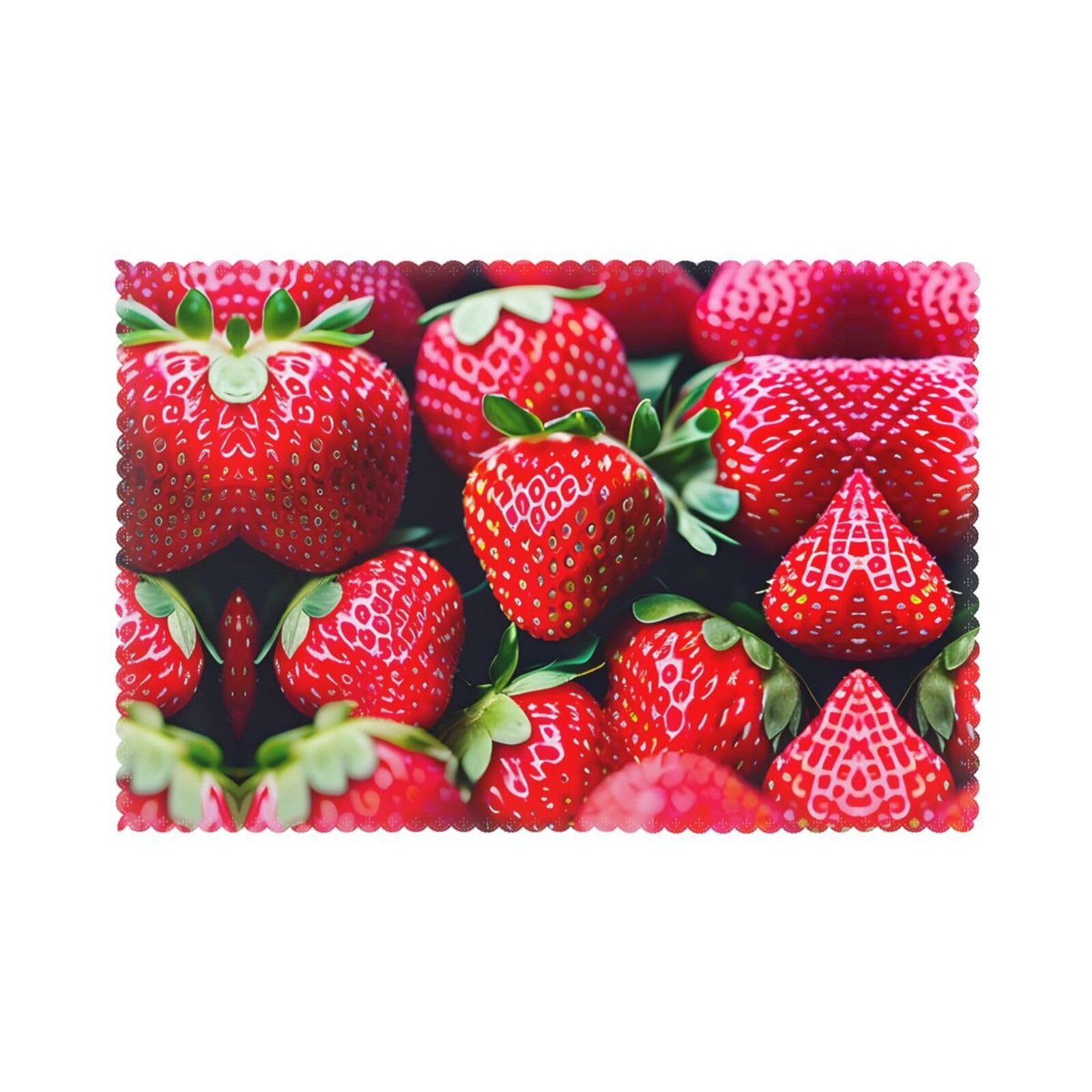 Fresh Strawberry Christmas Placemats Set of 6,Washable Table Mats