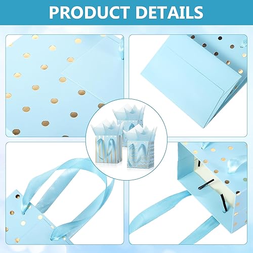 Miniatura 10 de Tenare 12 bolsas pequeñas de regalo para el día de San Valentín, mini bolsas de papel metálicas con etiqueta de asa y tejido, bolsa envolvente para