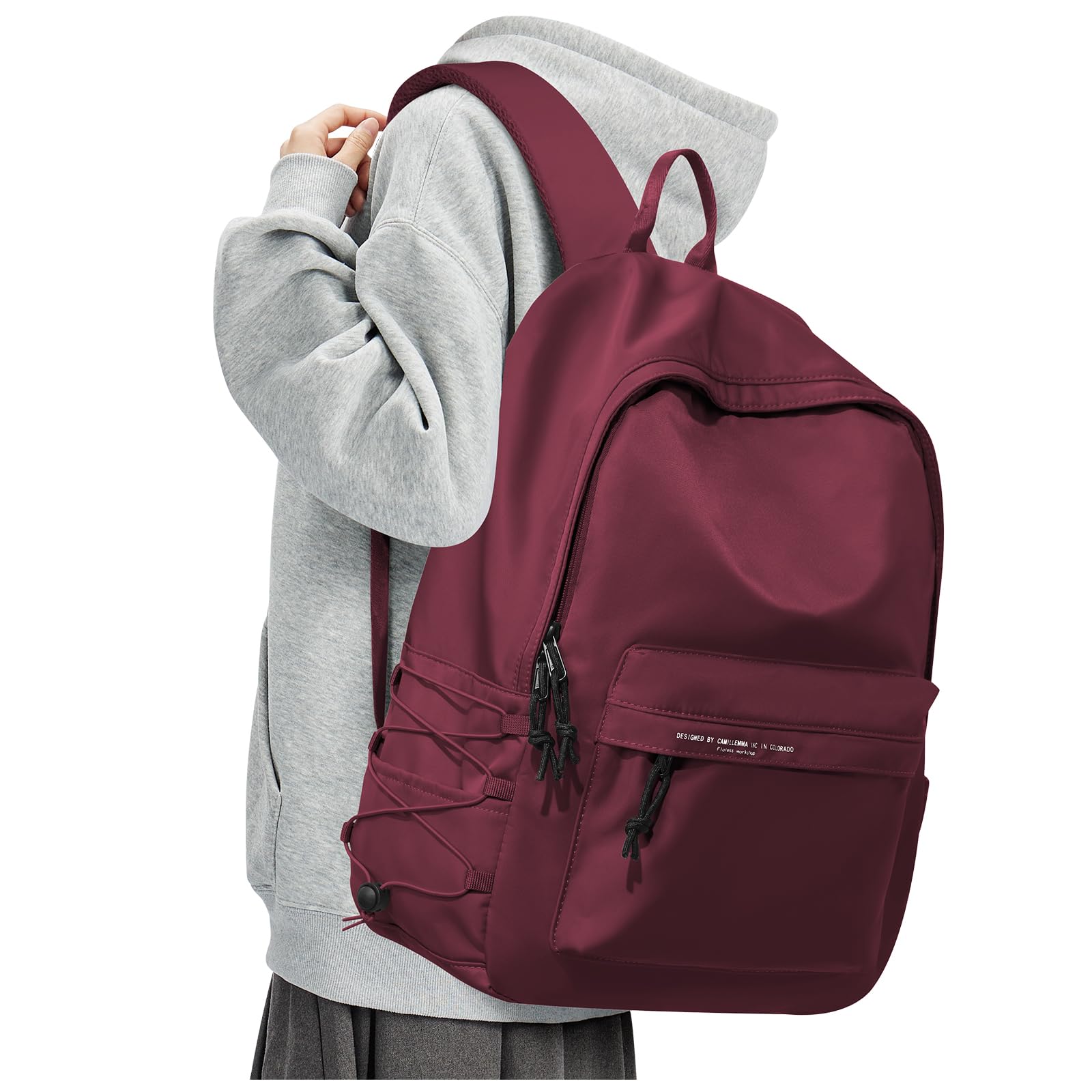 Backpack for Women Men, Lightweight Travel College Casual Daypack Rucksack, Dark Red, Kids Backpack for Boys Girls Elementary Middle School Bag for