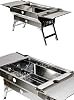 practicaloutdoor Folding Chrome Barbecue, Barbecue with Folding Cover and Legs 30 Cm x 40 Cm