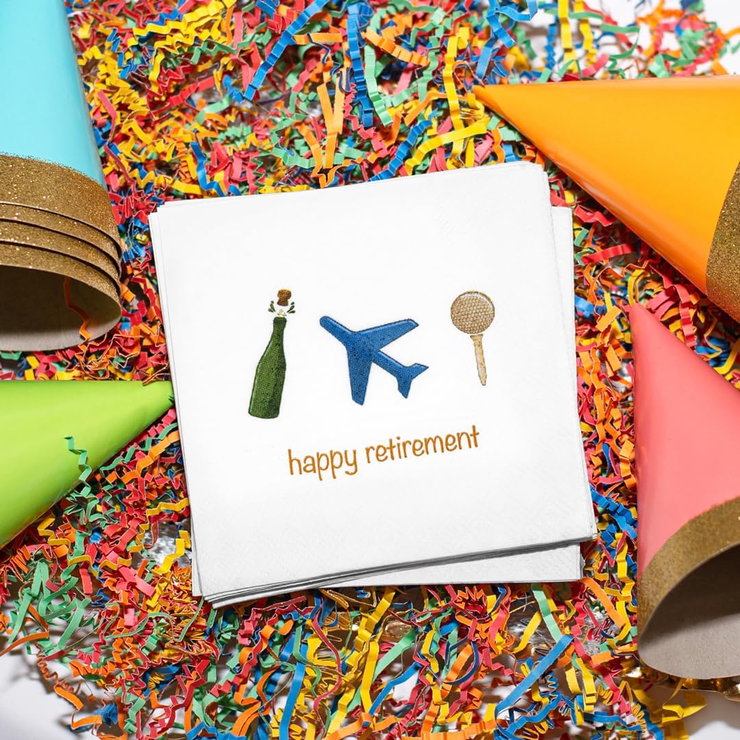 30 Pk, "Happy Retirement" Paper Cocktail Party Napkins