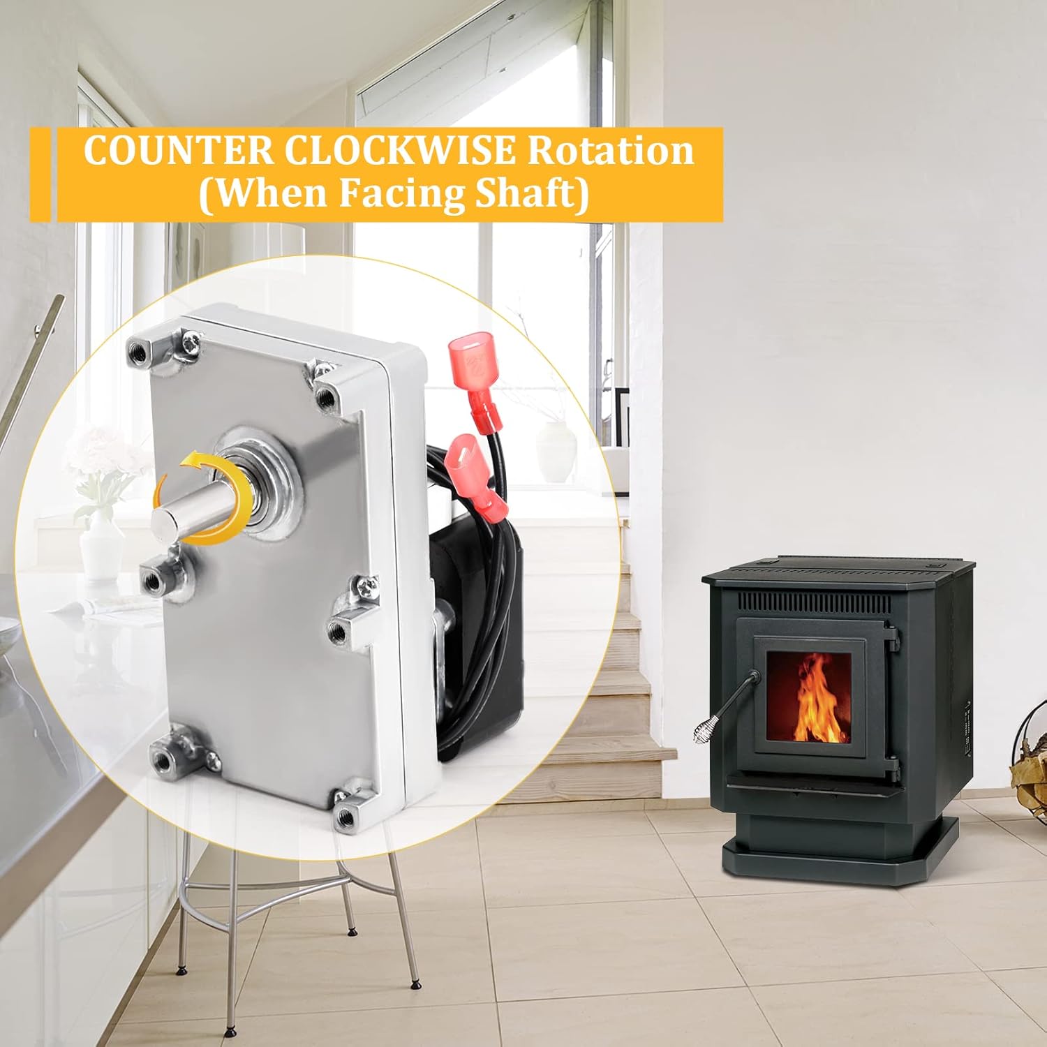 Adviace Replacement PU-047040 Auger Motor for Englander/England 25-PDVC 55-SHP10 25-PDV 55-SHP22 Pellet Stoves, 2-Pack 1 RPM Counter Clockwise Auger Motor for 25-PDVC.