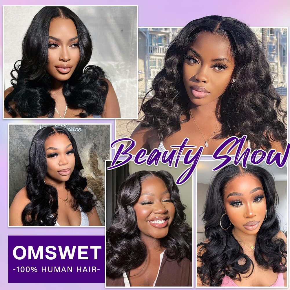5x5 HD Lace Body Wave Closure Wig for Black Women, Human Hair, 16 Inch, Bob Wig, 200 Density, Pre Plucked, Glueless, Wavy, Thick, No Shedding, No Tangle, Adjustable Cap, Wear and Go