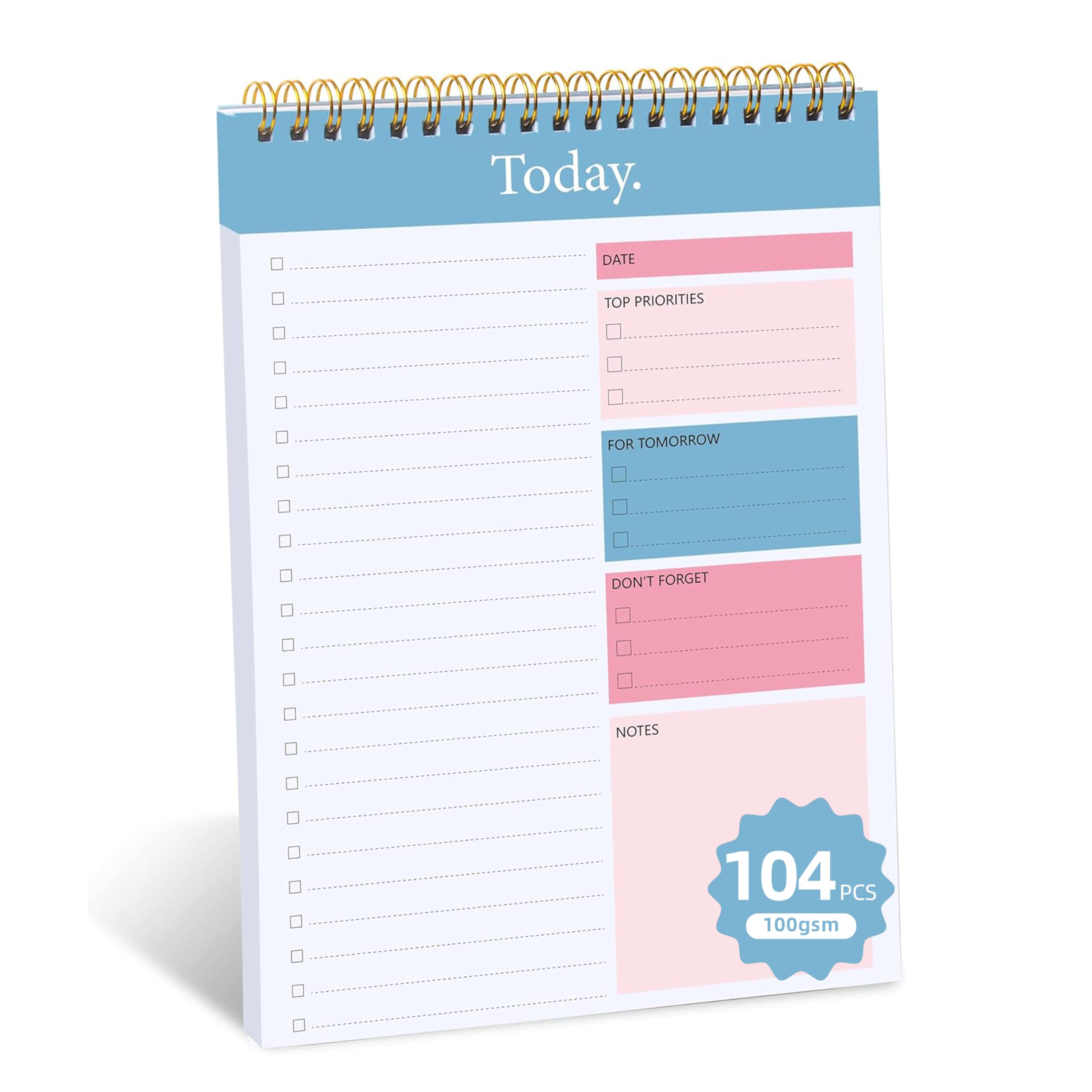 To Do List Notepad - Daily Planner Notepad Undated 52 Sheets Tear Off, 6.5" x 9.8" Checklist Productivity Organizer with Hourly Schedule for Tasks