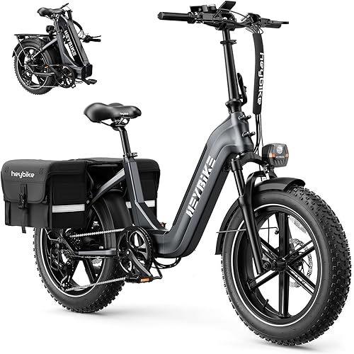 Heybike Ranger S Foldable Electric Bike for Adults, 1800W Peak Motor 32MPH, 55Miles 692WH Removable Battery, APP Control Ebike,Dual Hydraulic Brakes, 20"*4 Step-Thru Fat Tire Bicycle for Snow, Commute