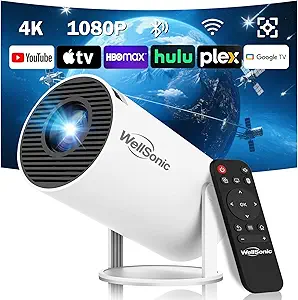 Mini 4K Support Portable Projector with WiFi6, Bluetooth5, Android 13, Keystone Correction, Home Smart Projector for Phone, PC, HDMI, USB